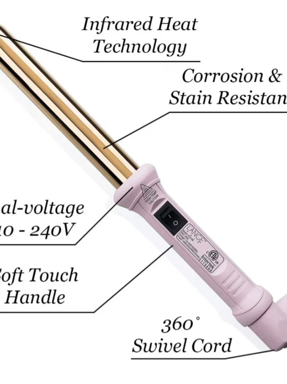L'ANGE HAIR Ondulé 25MM Titanium Curling Wand